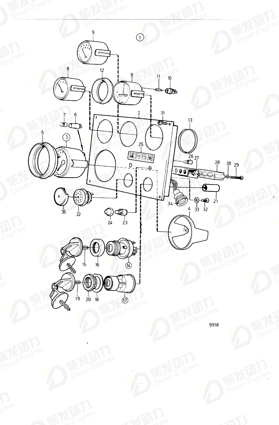 VOLVO Instrument Panel 860182 Drawing